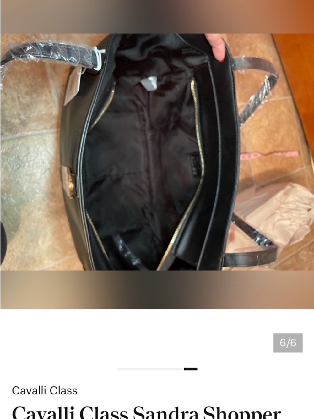 Cavalli Class Black Shopper Tote NWT - Picture 6 of 6